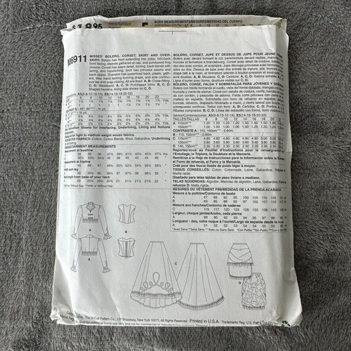 McCalls Pattern M6911 Sz 14-22 Steampunk Goth Bolero Old West Costume Cosplay - Picture 3 of 5