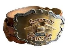 Vintage Harley Davidson Belt Buckle with Genuine Leather Belt