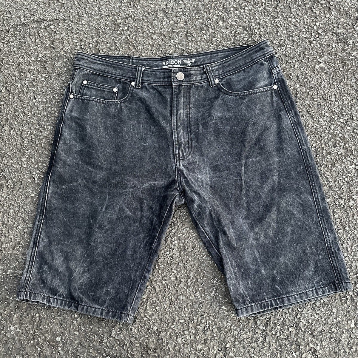Vintage Skater Wide Leg Jean Jorts 42x13 RK Icon Black Baggy