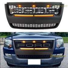 Front Grill Grille For Ford Explorer 2006-2010 Mesh Wlight Bar Leds Letters