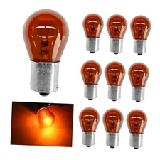 10 PCS Car 1156 Turn Signal Light, 12V P21W High Brightness Halogen Amber, 12V