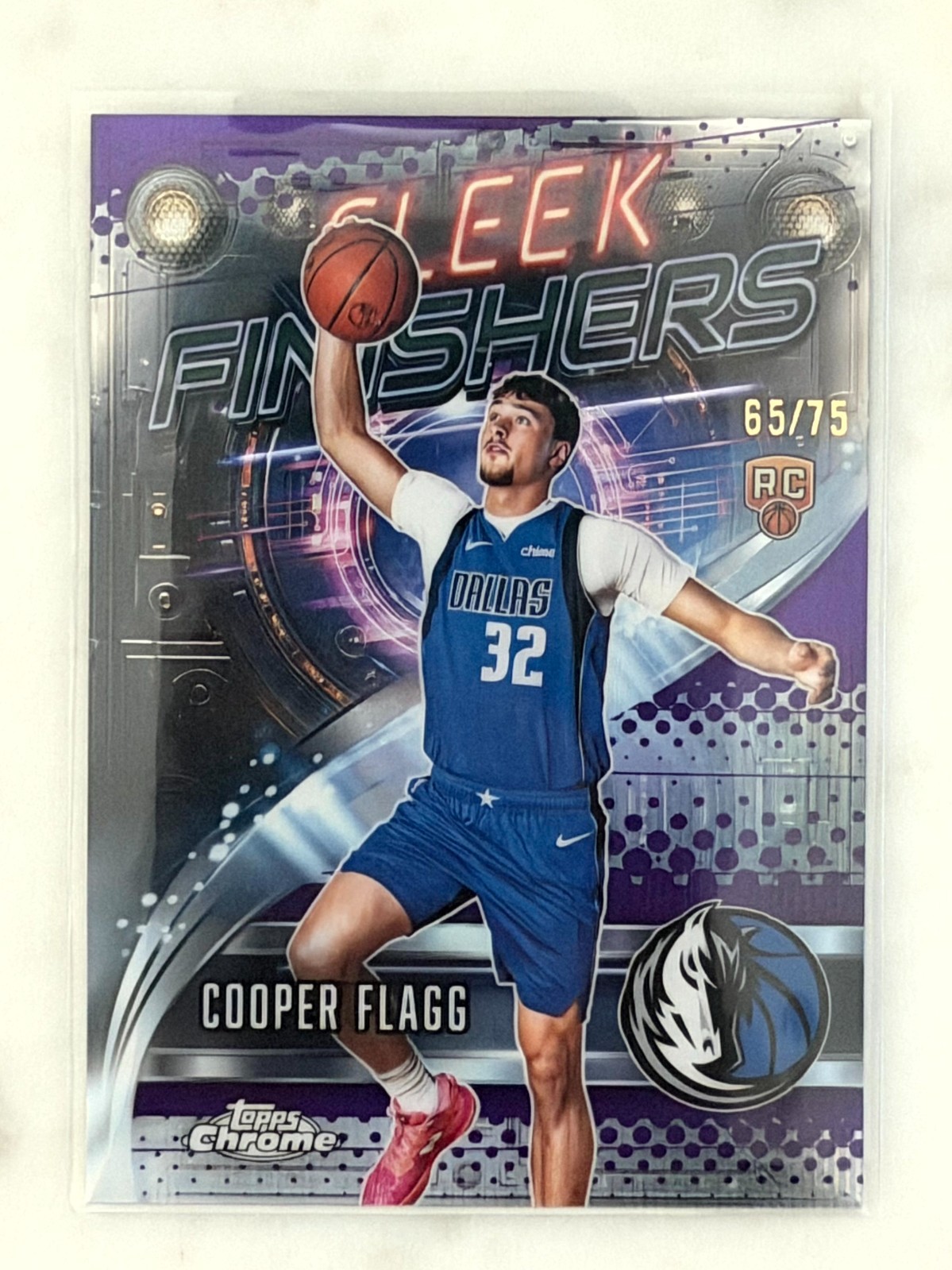 2025-26 Topps Chrome Basketball Cooper Flagg Sleek Finishers Purple Refractor/75