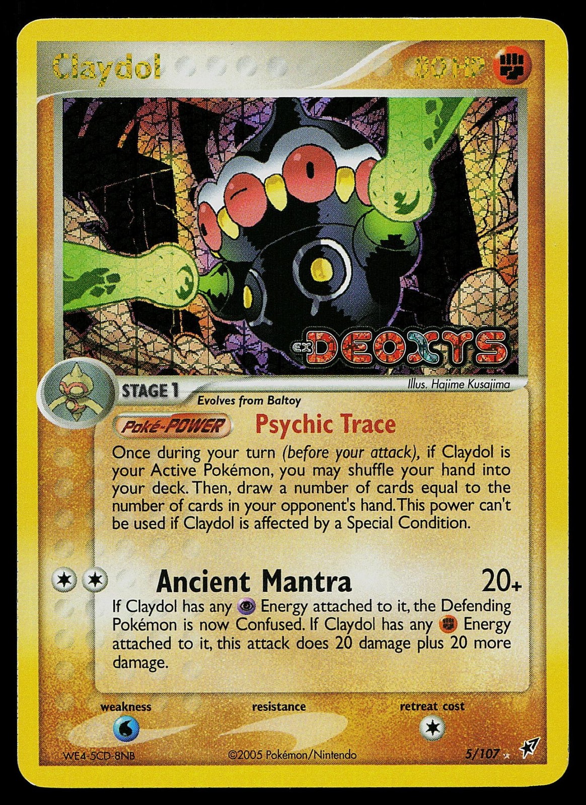 Pokemon Card - Claydol Deoxys 5/107 Holo Reverse Holo Stamped
