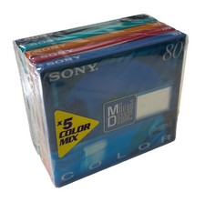 SONY Mini Disc 5x 80 Min. MD Color Mix 5MDW80CRX, 5-Pack, NEU in Folie, Disk
