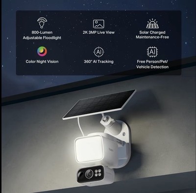 TP-Link & Tapo C615F Kit 2K 3MP Solar Dimmable Floodlight 360° Pan/Tilt Camera