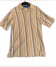 Towncraft Striped Polo Shirt Tan Navy White Vintage 90s Y2K Men  s size Medium