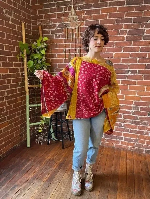 Wholesale Lot 10Pc Vintage Kantha Hand Made Cotton Dress Indian Women Midi Dress