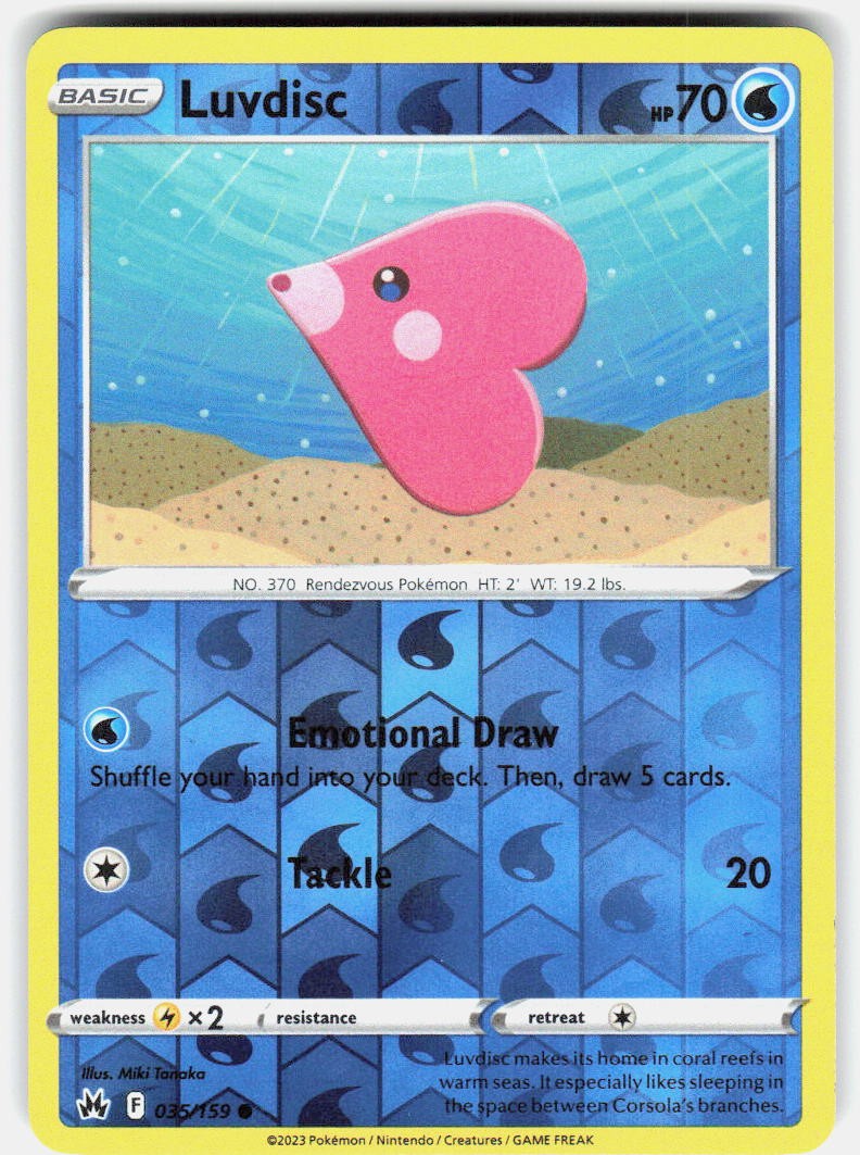 LUVDISC 035/159 COMMON CROWN ZENITH POKEMON REVERSE HOLO LP