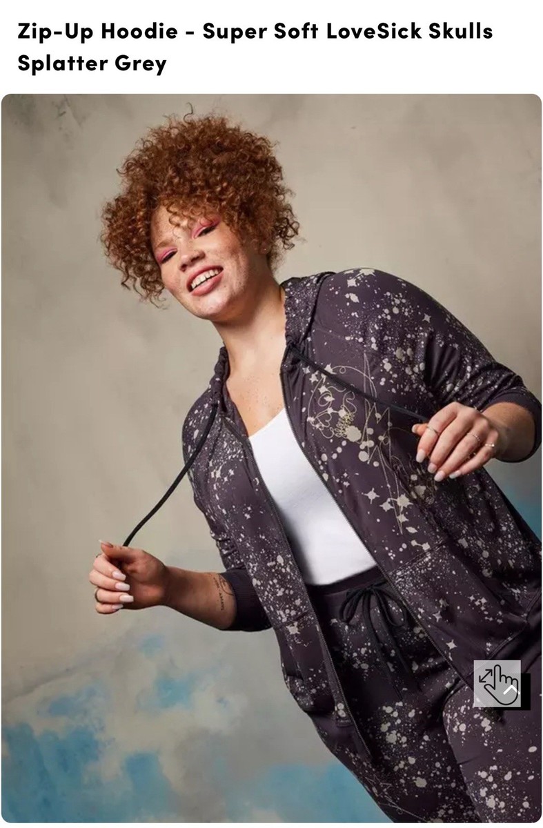 Torrid Zip-Up Hoodie - Super Soft LoveSick SkullsSplatter Grey