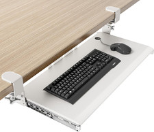 Under-Desk Keyboard Tray with Sturdy C Clamp, 27.3 x 11 Inch Slide-Out Drawer