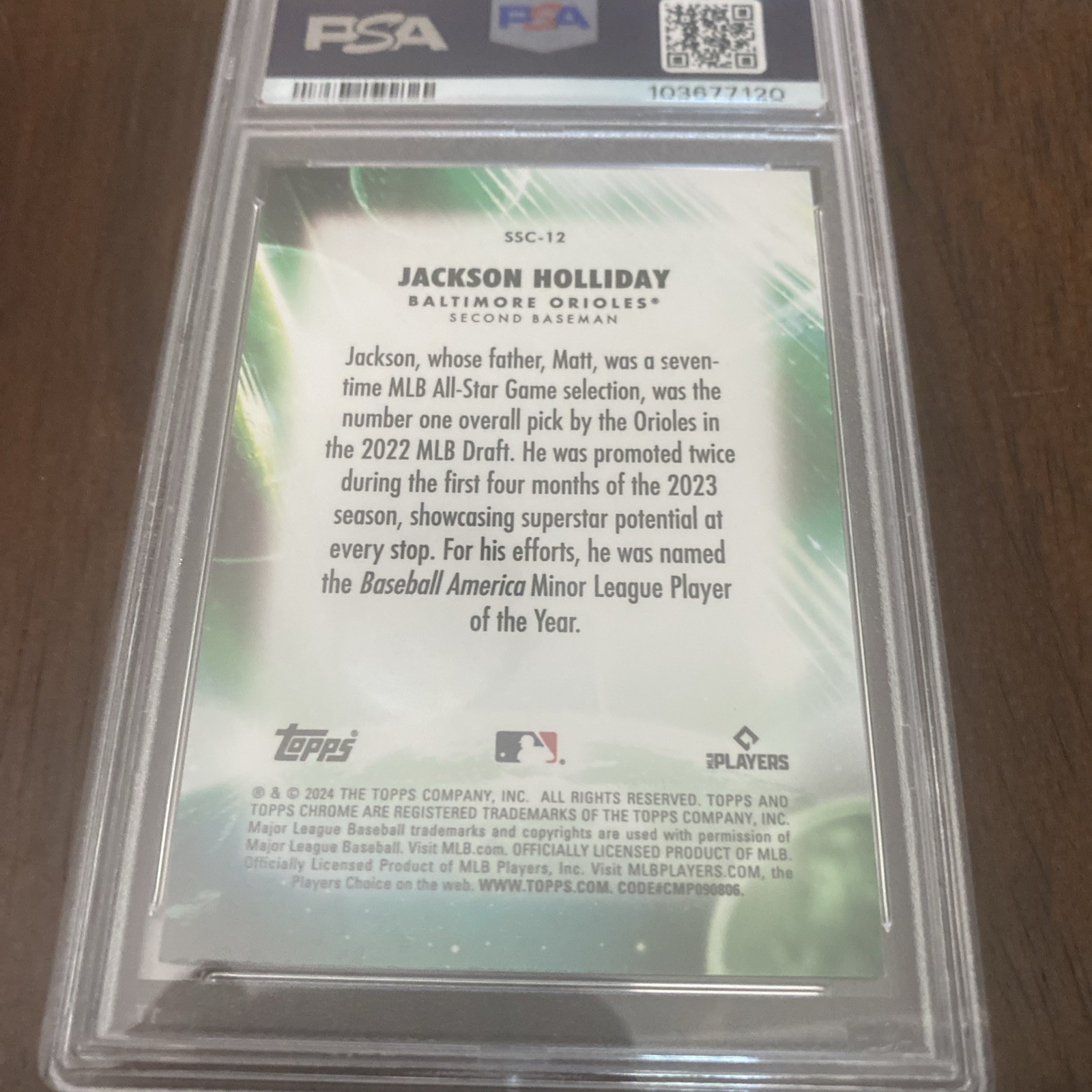 2024 Topps Chrome Stratospherics Stars Jackson Holliday RC Rookie PSA 10 view 2