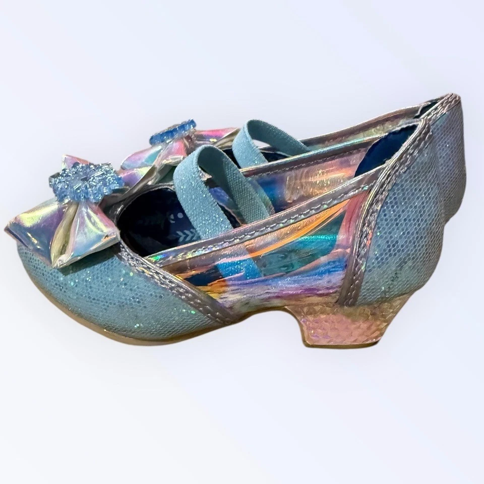 Disney Frozen II Elsa Anna Niños Niñas Iridiscente Brillo Arco Tacones Zapatos Talla 7 Foto 2 de 4