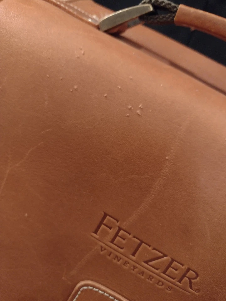 Bolso Mensajero Fetzer Vineyards 6 Botellas Portador de Vino Lona Cuero De Colección Foto 3 de 4