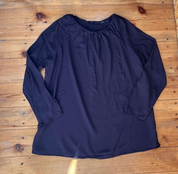 Women COS Shirt Navy Viscose S #6P56