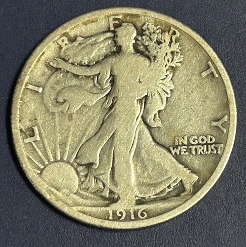 1916p Walking Liberty Silver Half Dollar 50C | Walker Coin - 90% Silver