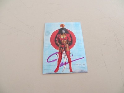 1995 BILLY TUCCI'S SHI CHROMIUM CARD # 71 JUAN PINEDA ART SIGNED BY CREATOR, POA