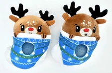 Top Trenz Beadie Buddies Xmas Edition 2 Pack Plush Squeeze Fidget Toy Reindeer