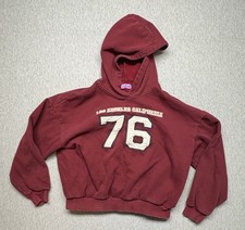 Edikted Hoodie Women SIZE MEDIUM Burgundy Logo Graphic Oversized Pullover