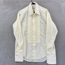 Vintage After Six Tuxedo Shirt Men Large Ivory Pleated Poplin French Cuff Formal