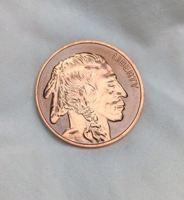 1 AVDP Ounce .999 Fine Copper Buffalo Round Uncertified Bullion 1oz Metal Coin