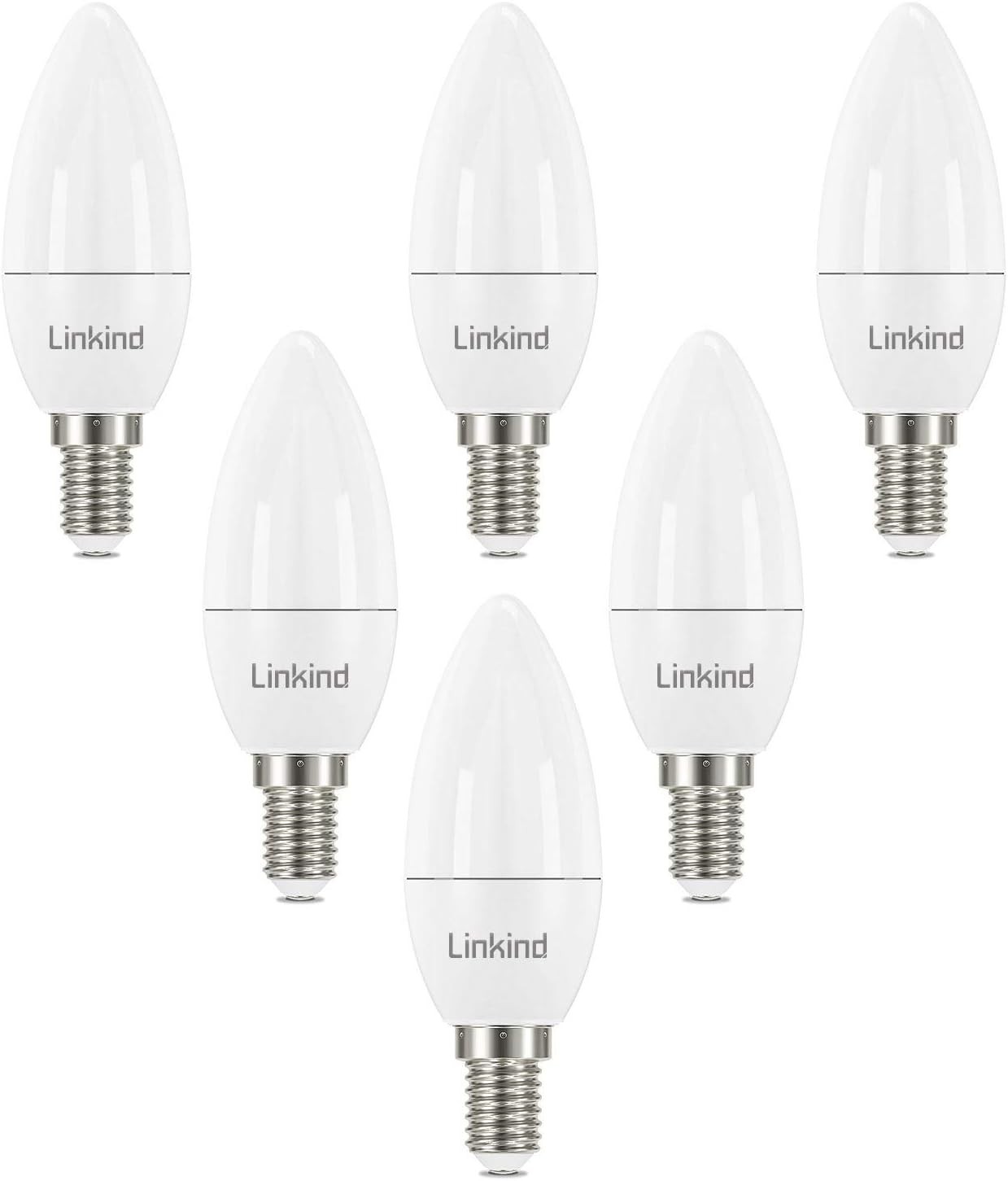 Linkind E14 LED Candle Bulb, 7W Daylight Small Edison Screw Candle Light 5000k