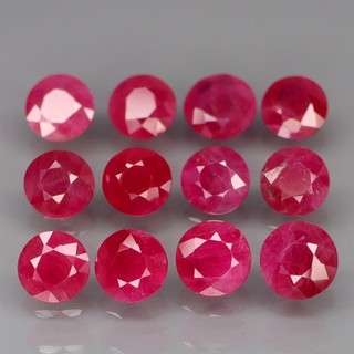 Round 4.1 to 4.6mm.Natural Top Red Pink Normal Heated Ruby Myanmar 12Pcs/5.21Ct.