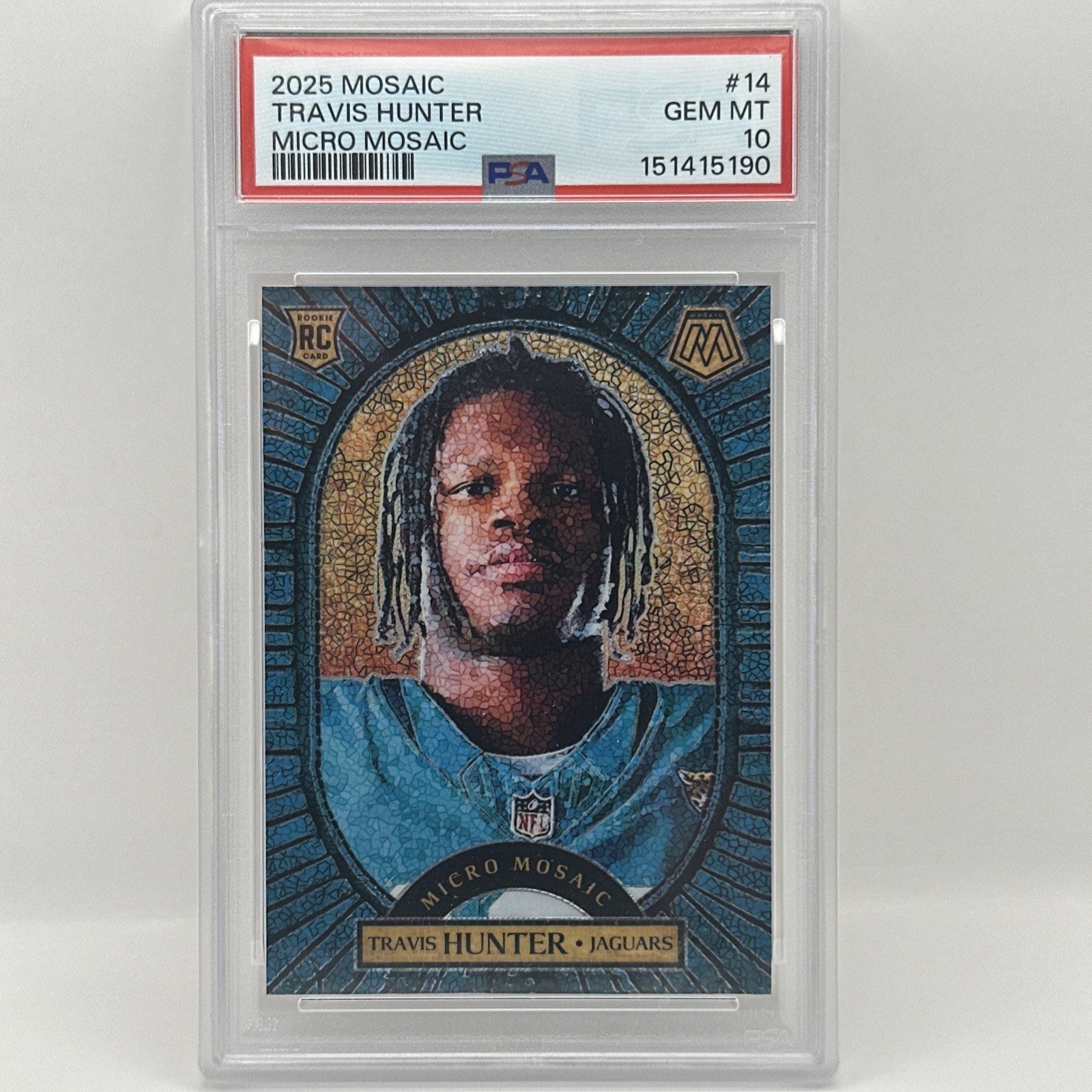2025 Panini Mosaic - Micro Mosaic Travis Hunter #14 (RC) Jaguars PSA 10 !