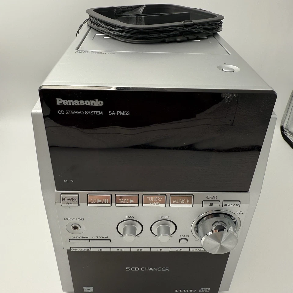 Panasonic SA-PM53 Compact Bookshelf Stereo System AM/FM Tape 5 CD Tested Working - Image 2 of 4