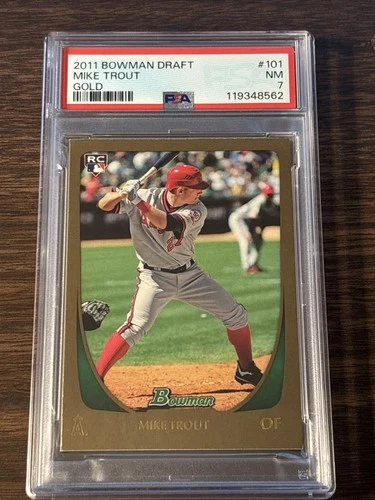 2011 Bowman Draft MIKE TROUT Gold RC #101 Rookie Card Angels PSA 7 NM
