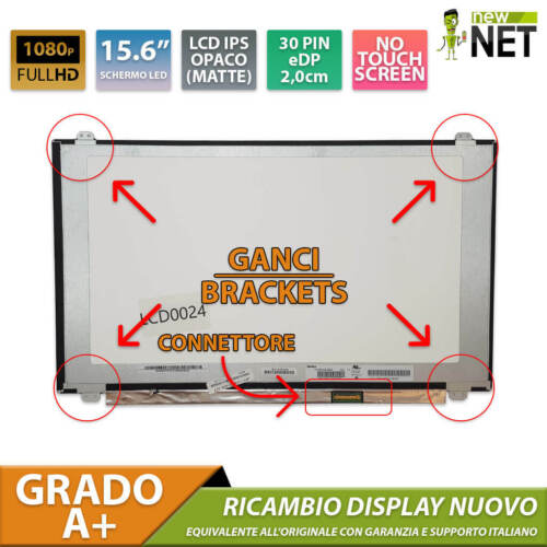 Pannello Display LCD da 15,6 pollici per HP Pavilion 15-Ak006tx 30 pin Full HD - Bild 1 von 6