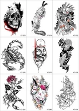 8 Sheets Temporary Tattoo Waterproof Tattoo Body Arm Stickers Fake Waterproof