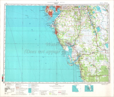 Soviet Russian Topographic Map TAMPA, FLORIDA USA 1:500 000 Ed.1984 POSTER PRINT