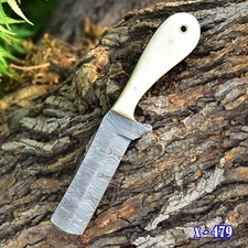 DAMASCUS STEEL KNIFE CAMPING HUNTING SURVIVAL OUTDOOR RESCUE BULL CUTTER KNIFE