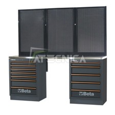 Banco arredo officina Beta C45PRO BPX-2,0 piano Inox e moduli cassettiera