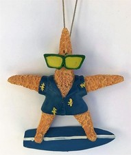 Chesapeake Bay Starfish Surfer Dude Christmas Ornament Sunglasses & Surf Board