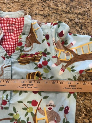 Nick & Nora Apple Picking Sock Monkey Sleepwear cotton nightgown