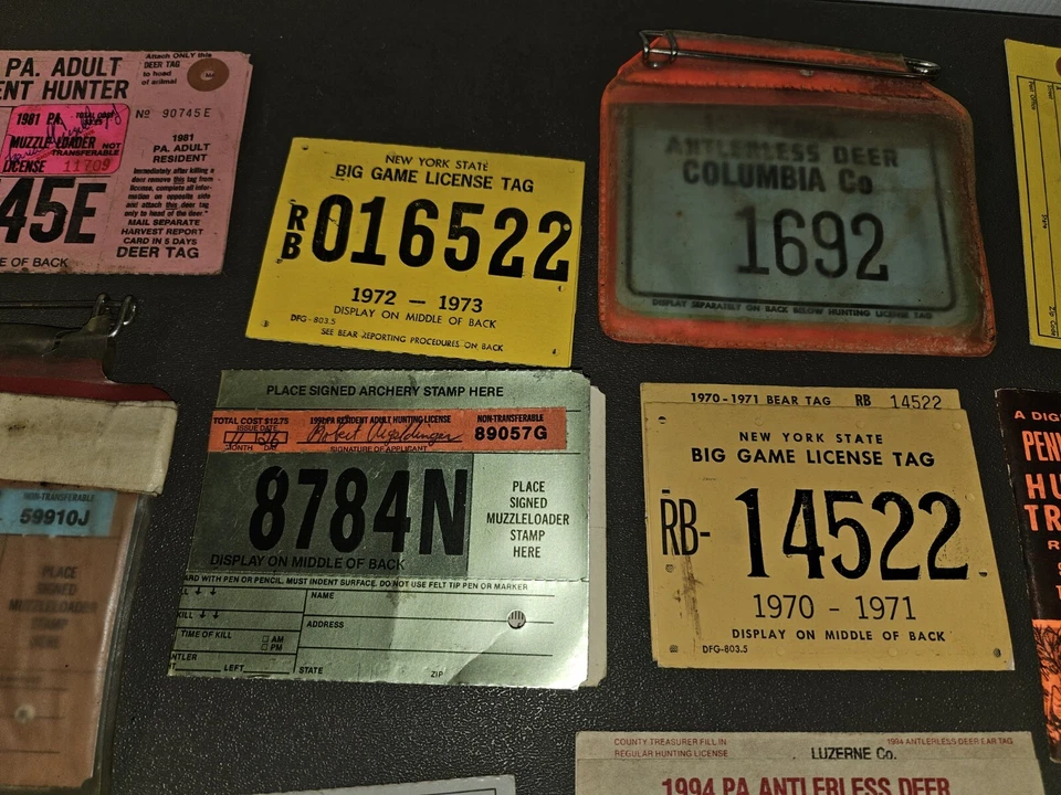 Lote De 25+ LICENCIAS DE CAZA DE CAZA DE CAZA DE CAZA GRANDE VINTAGE DE Pennsylvania y Nueva York años 60-90 #374 Foto 4 de 4