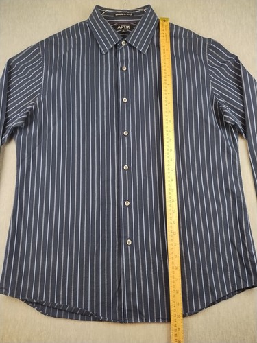 Apt 9 Shirt Mens Superfine 80s Cotton Mens Large Blue Striped Long Sleeve - Picture 16 of 19