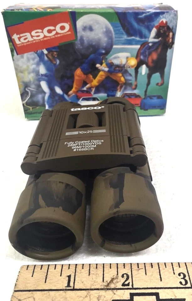 Tasco CAMO 10x25 Optics 168BCR RUBBER ARMORED BINOCULARS 294Ft/1000Yds 98M/1000m - Image 3 of 4