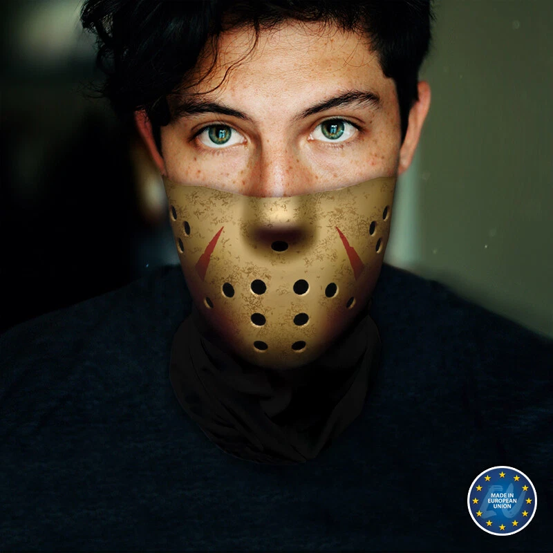Washable Fabric Face Cover Neck Gaiter Print Jason Voorhees Hockey Mask EU Made - Image 3 of 4