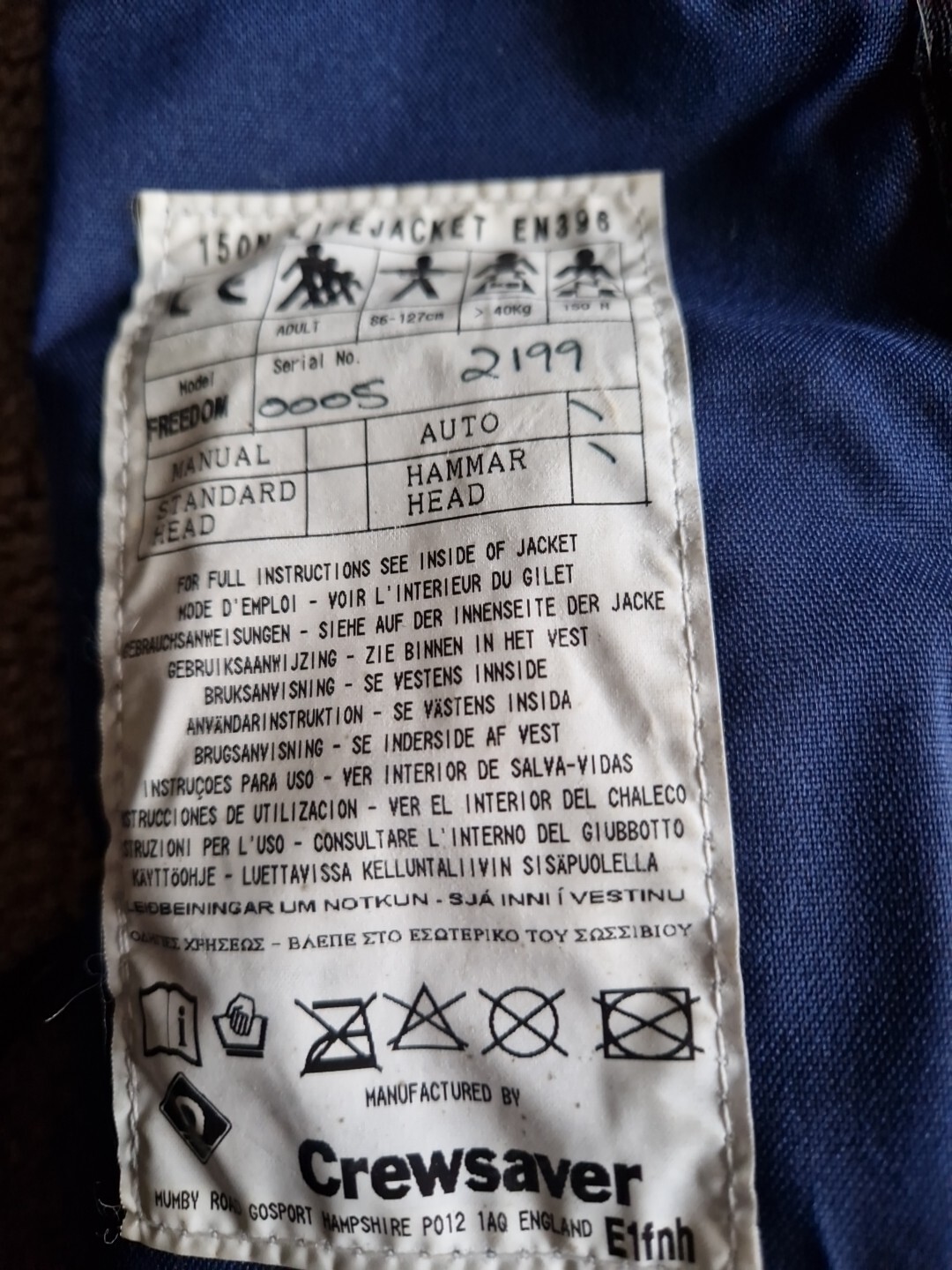 2x Crewsaver 150N Life Jacket eBay