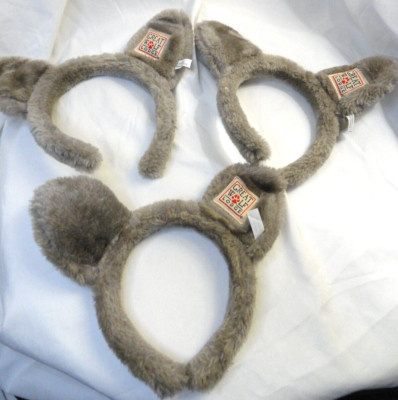Great Wolf Lodge Ears Gray Souvenir Lot of 3 Headband Fuzzy Unisex Wolfie