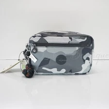 NWT Kipling KI8278 Amalfi Toiletry Bag Cosmetic Case Polyester Cool Camo Grey 64