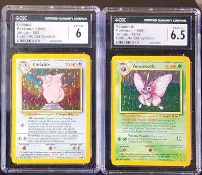 Clefable And Venomoth Vintage Holo No Set Symbol ERROR CGC 6/6.5