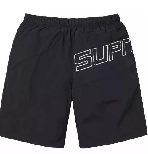 Short en nylon courbé Supreme noir SS24 taille grand neuf avec étiquettes Deadstock à la main