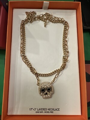 Piper K Halloween Necklace Day of the Dead Faux Pearl Sugar