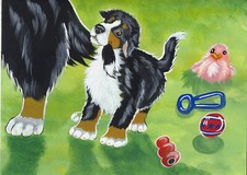 Bernese Mountain dog print 8 x 10 , "The best toy of all " Signed by artist