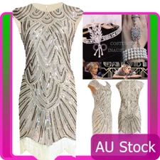Deluxe Ladies 20s 1920s Roaring Flapper Costume Sequin Gatsby 20's Fancy Dress