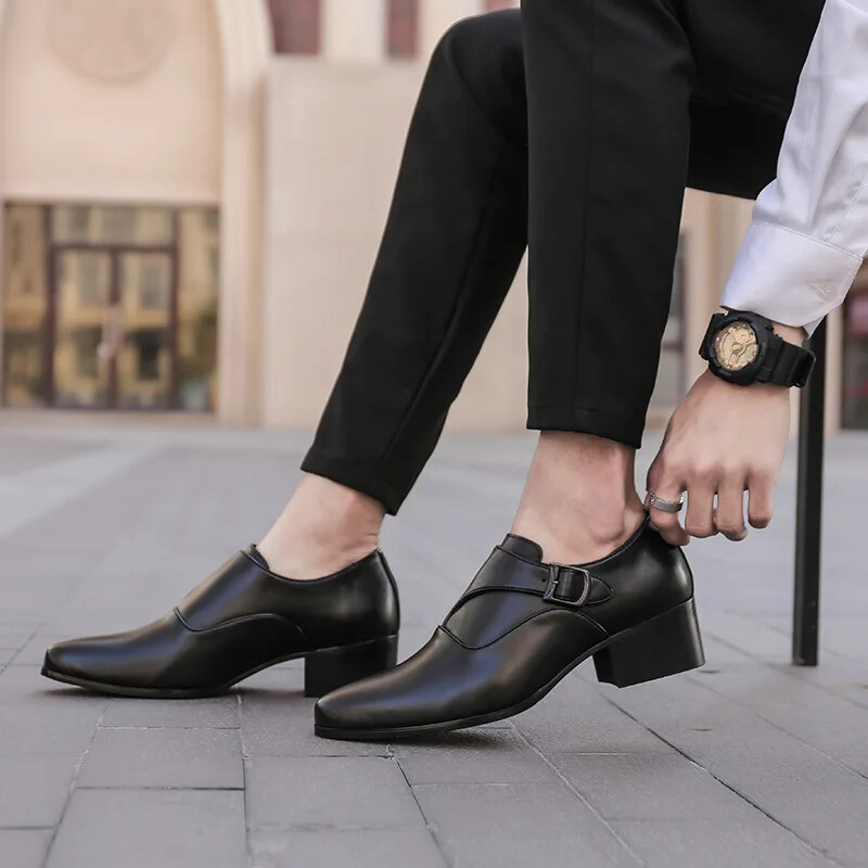 Fashion Men Dress Shoes Increasing 6/8cm High Heels Wedding Party Footwear