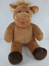 Build-A-Bear Holly MOOSE Soft Fluffy Brown Stuffed Plush Toy 16" Red Lips No Bow